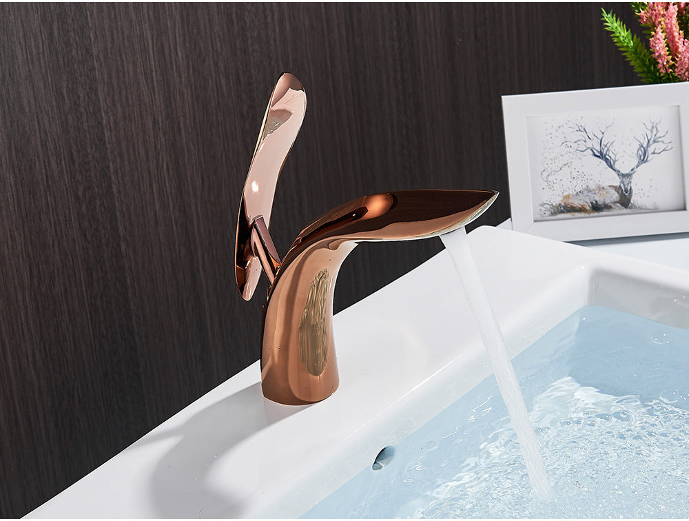 Homelody forma de hoja de arce lave monomando de latón grifo lavabo para baño adecuada modernos