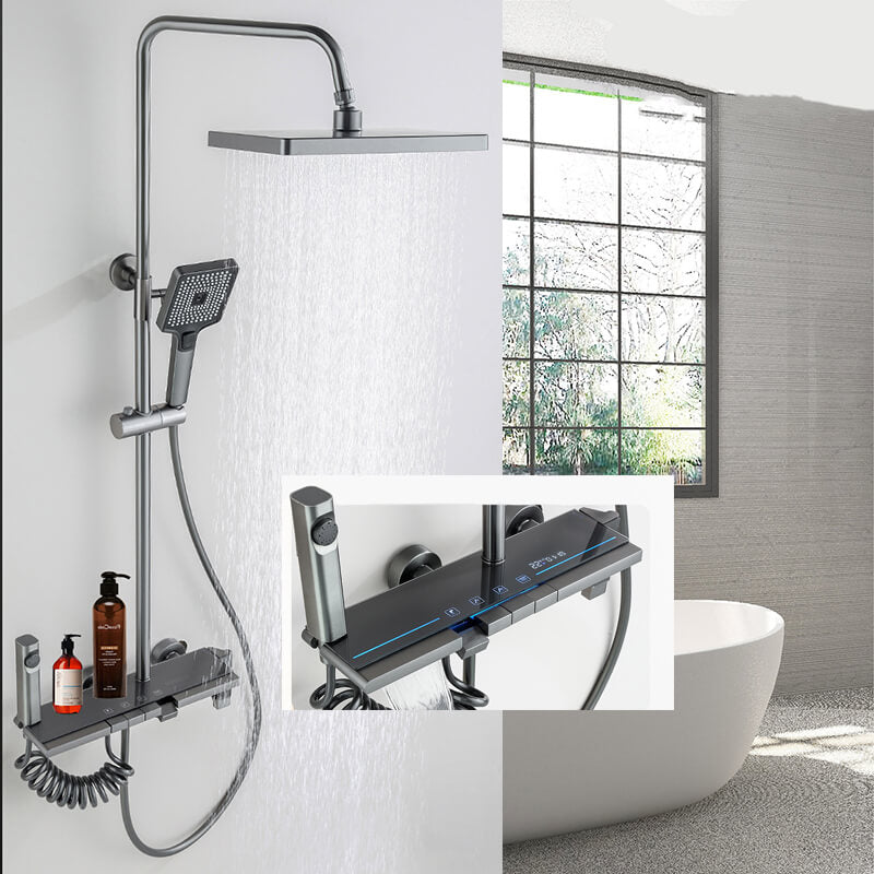 Homelody cuadrado sistema de ducha Con Mezclador Cascada modo multi ducha adecuado para baños modernos, Luz Ambiental