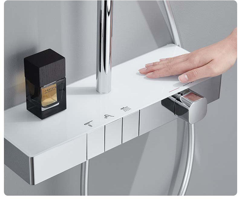 Homelody Lujoso Grande 3 tipos sistema de ducha Con Mezclador Cascada modo multi ducha adecuado para baños modernos Con Bandeja de Almacenamiento