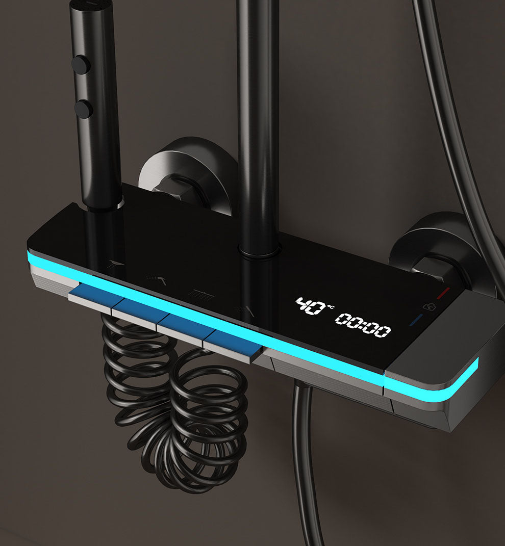 2025 TOP 1 👍 HOMELODY 40 ℃ Termostatica Columna Ducha Pantalla Digita con Cascada Grifo Latón con 4 tipos Sistema Ducha Baño Columna