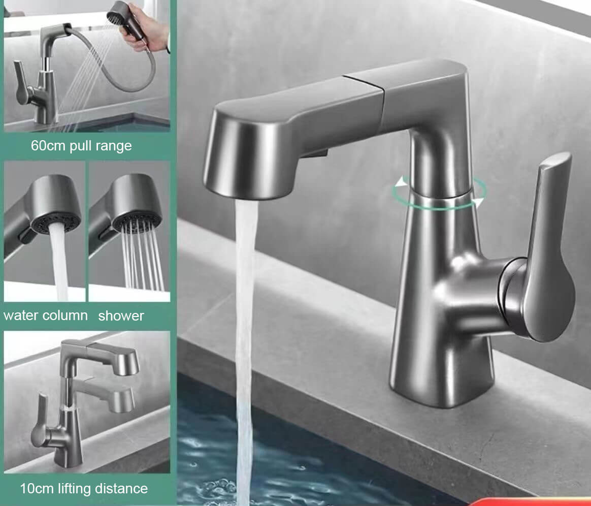 Modernos Grifos Baño Elevable Extraíbles con Ducha para lavabo de Mano Control en 2 Modos