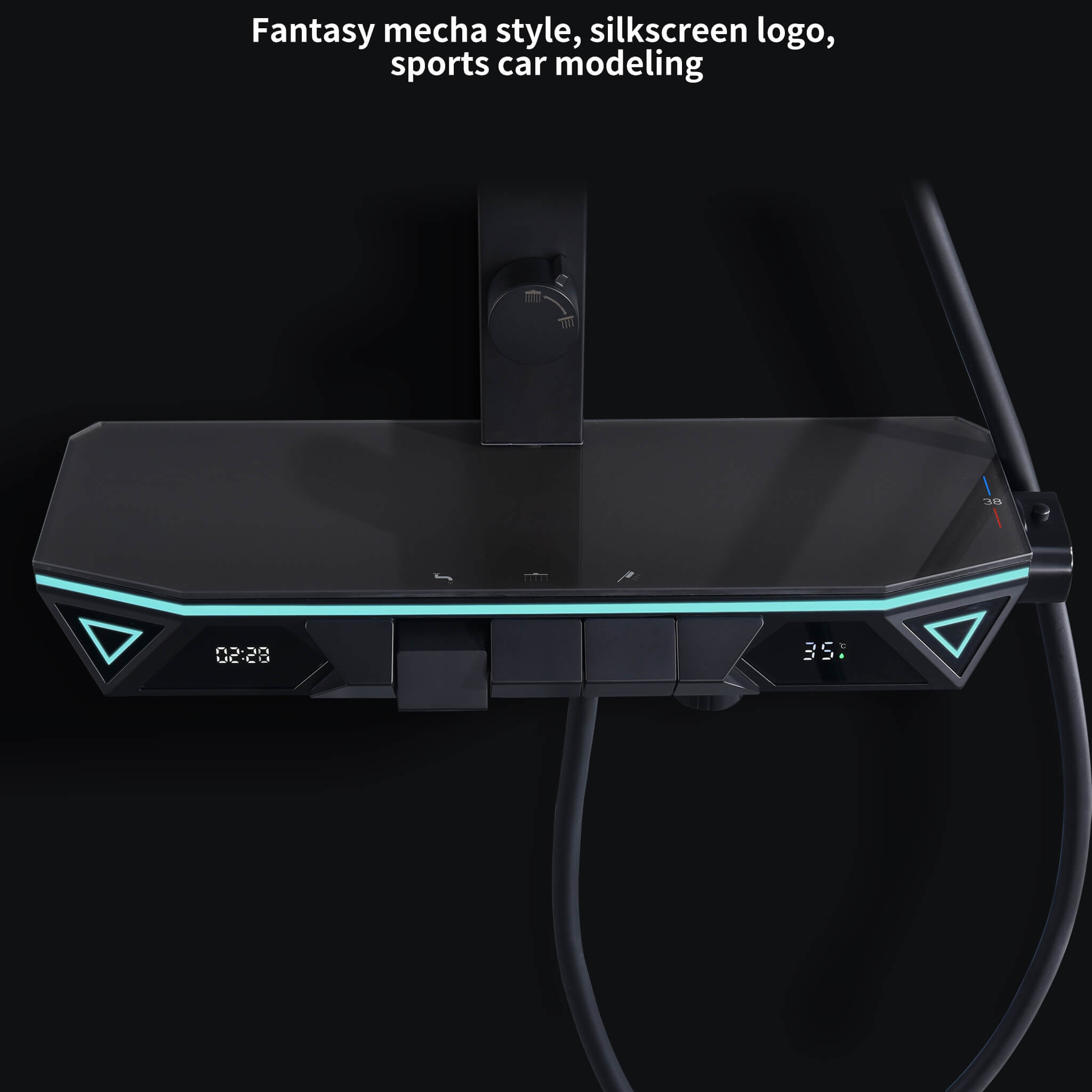 Homelody 38 ℃ Sistema de ducha termostática con pantalla digital y plato de almacenamiento con mezclador de baño para y rociador giratorio de 360°, luz ambiental