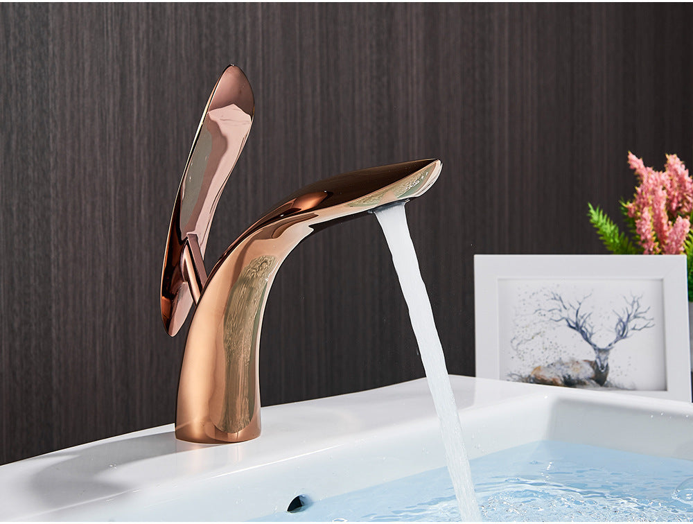 Homelody forma de hoja de arce lave monomando de latón grifo lavabo para baño adecuada modernos