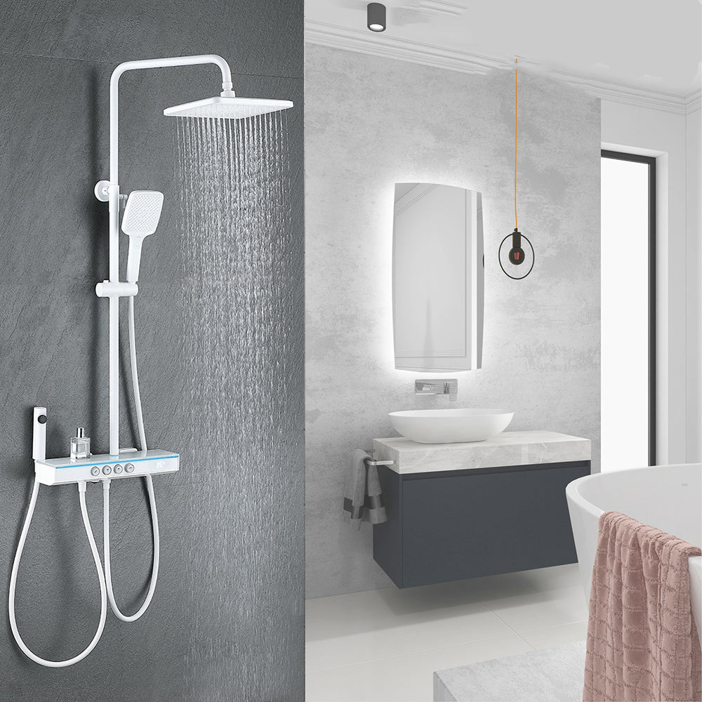 Homelody sobrealimentar sistema de ducha Con Mezclador Cascada modo multi ducha adecuado para baños modernos, Luz Ambiental