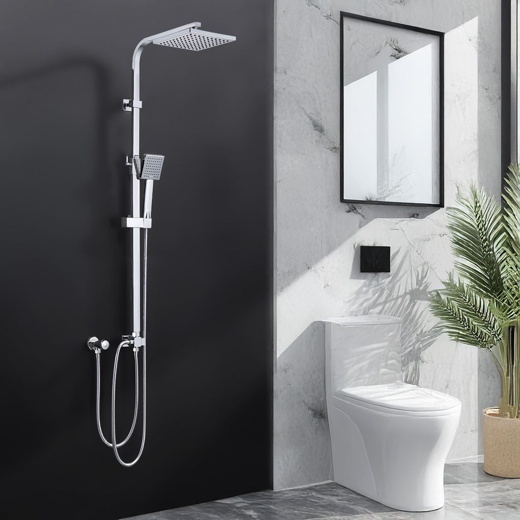 Set de ducha Homelody ducha de lluvia sin grifo, set de barra de ducha cromada set de columna de ducha, sistema de ducha de lluvia con rociador de 20x20cm con teleducha