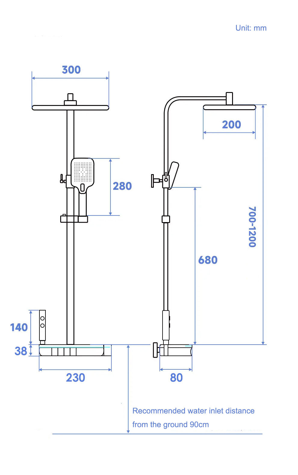 HOMELODY 40 ℃ Termostatica Columna Ducha Pantalla Digita con Cascada Grifo Latón con 4 tipos Sistema Ducha Baño Columna