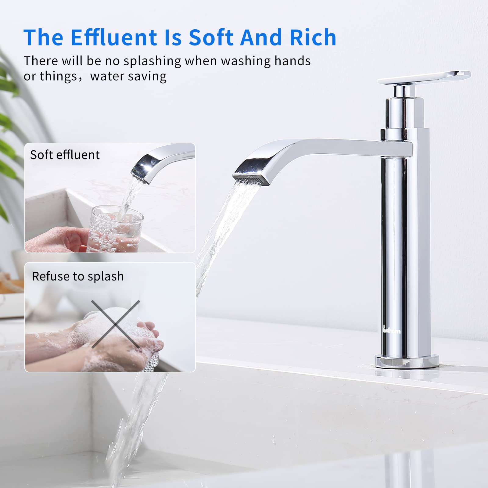 AiHom Grifo Lavabo solo agua fria Grifo baño Cascada Grifos