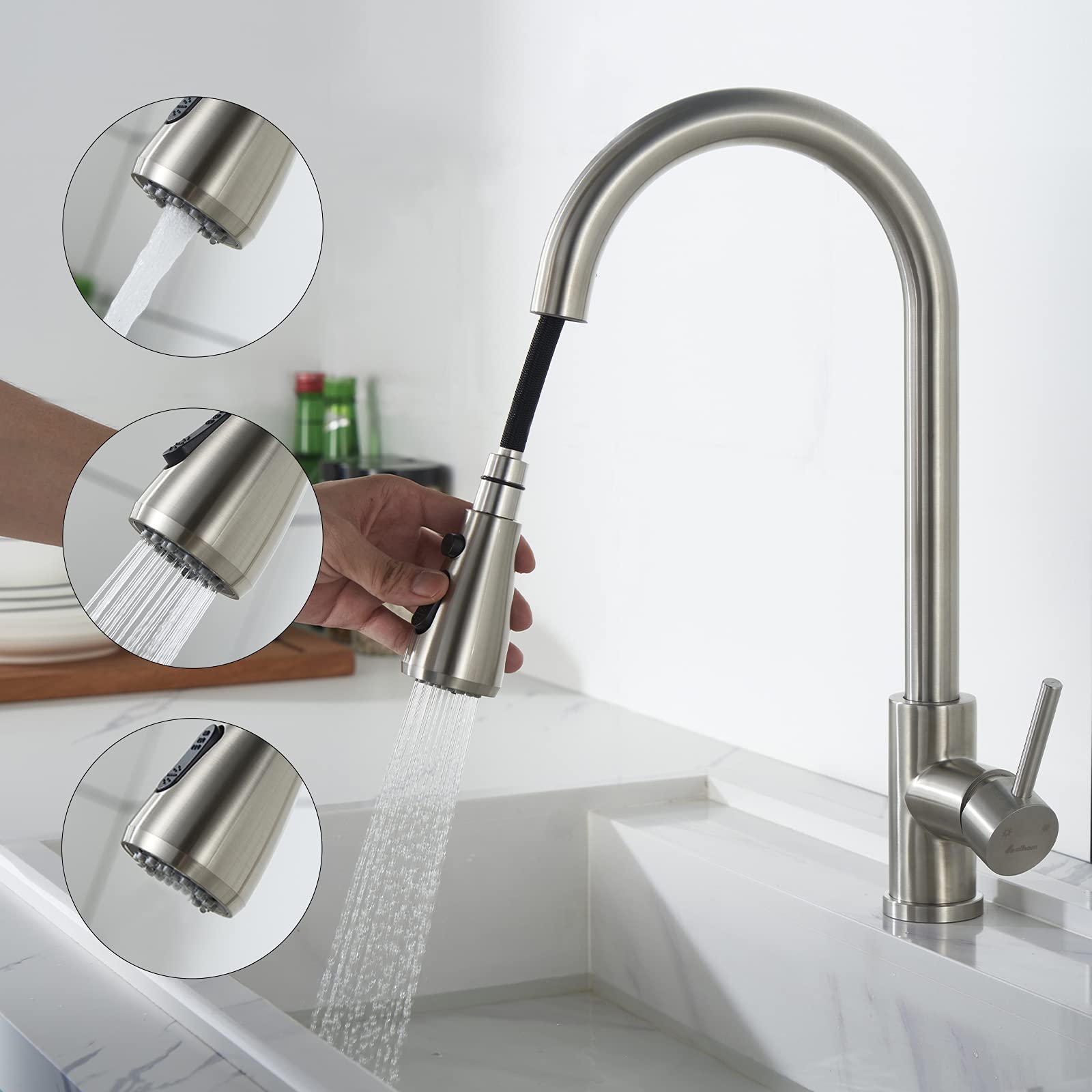 Homelody Extraíble Grifo de Cocina con Modos, para Fregadero de