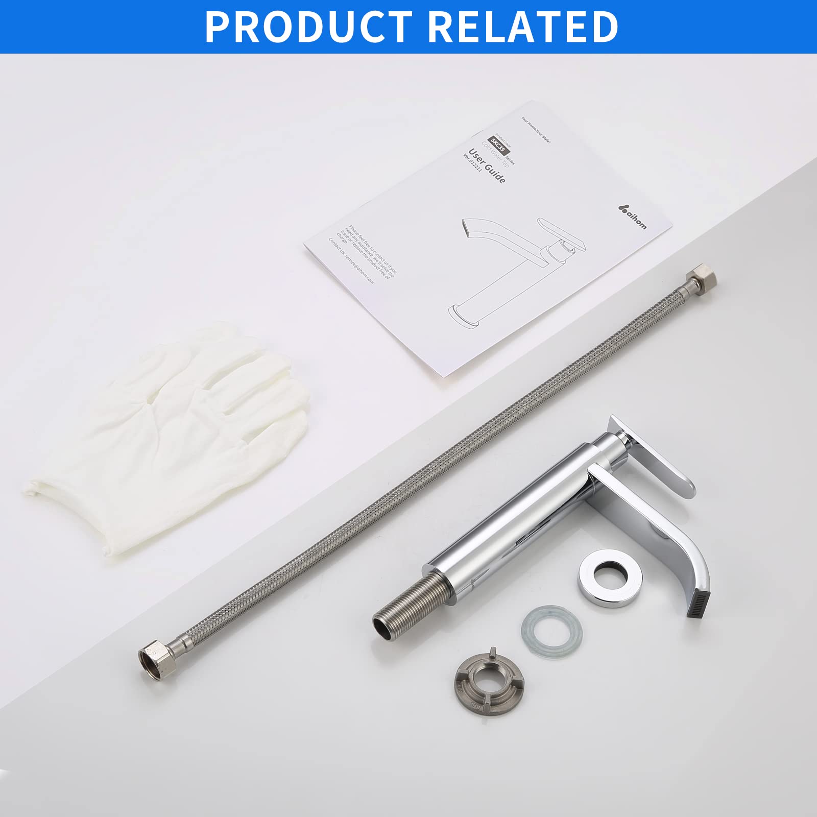 AiHom Grifo Lavabo solo agua fria Grifo baño Cascada Grifos