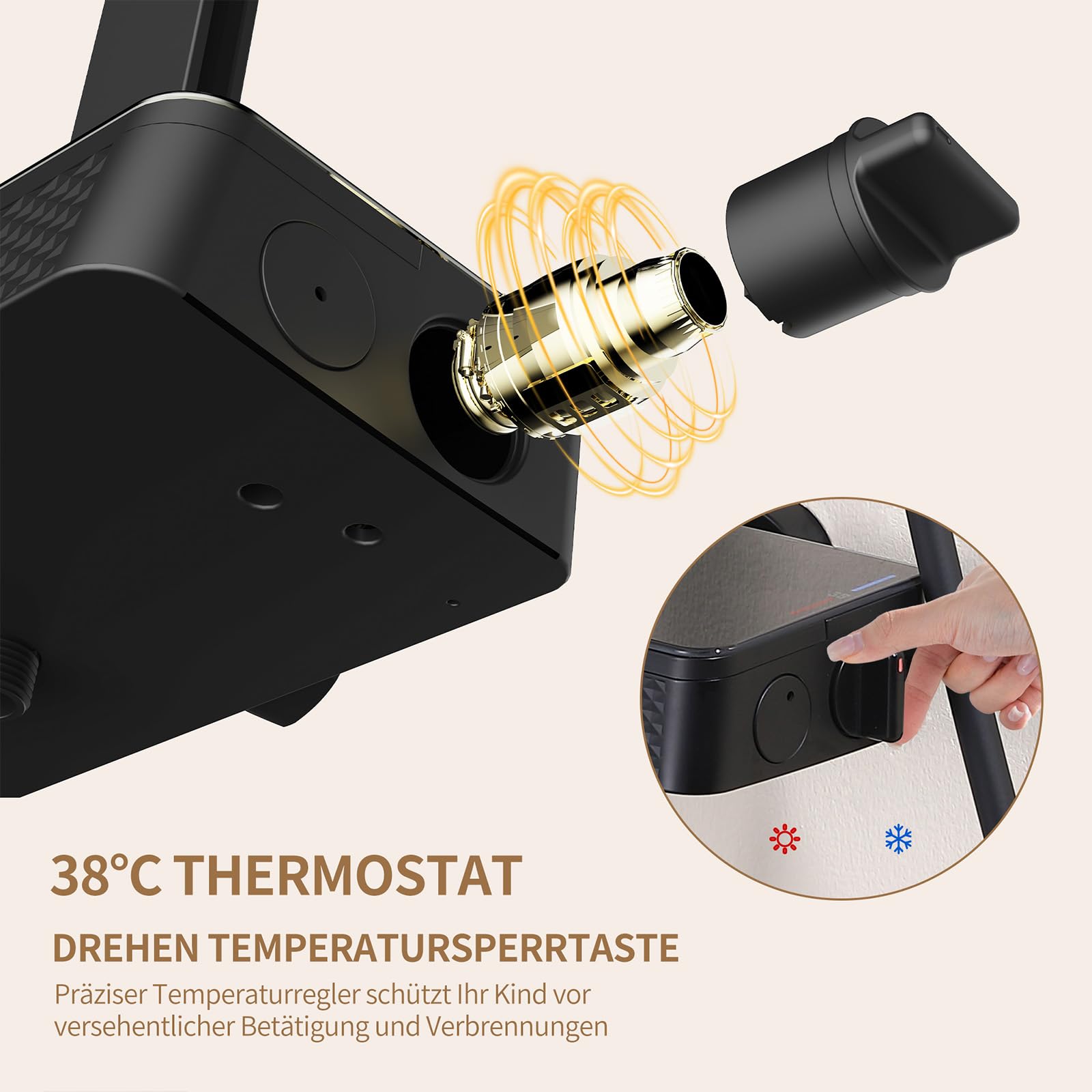 HOMELODY Sistema de ducha termostático con estante, ducha de lluvia y ducha de mano, juego de alcachofa de ducha, altura ajustable, negro, plástico ABS