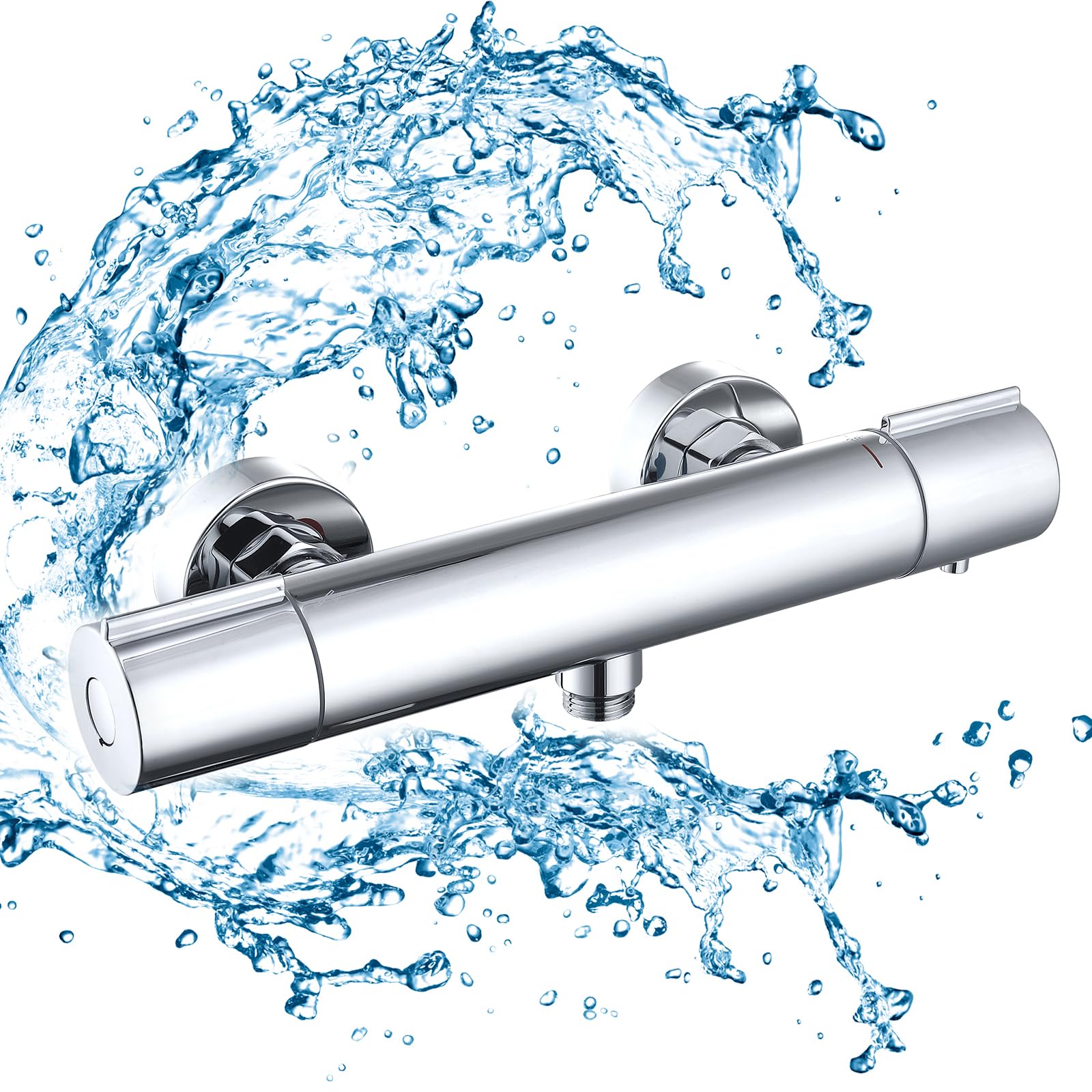 HOMELODY Sistema de ducha con termostato cromado, grifo de ducha de acero inoxidable, ducha de lluvia con grifo, incluye ducha de mano ABS, alcachofa de ducha, barra de ducha ajustable