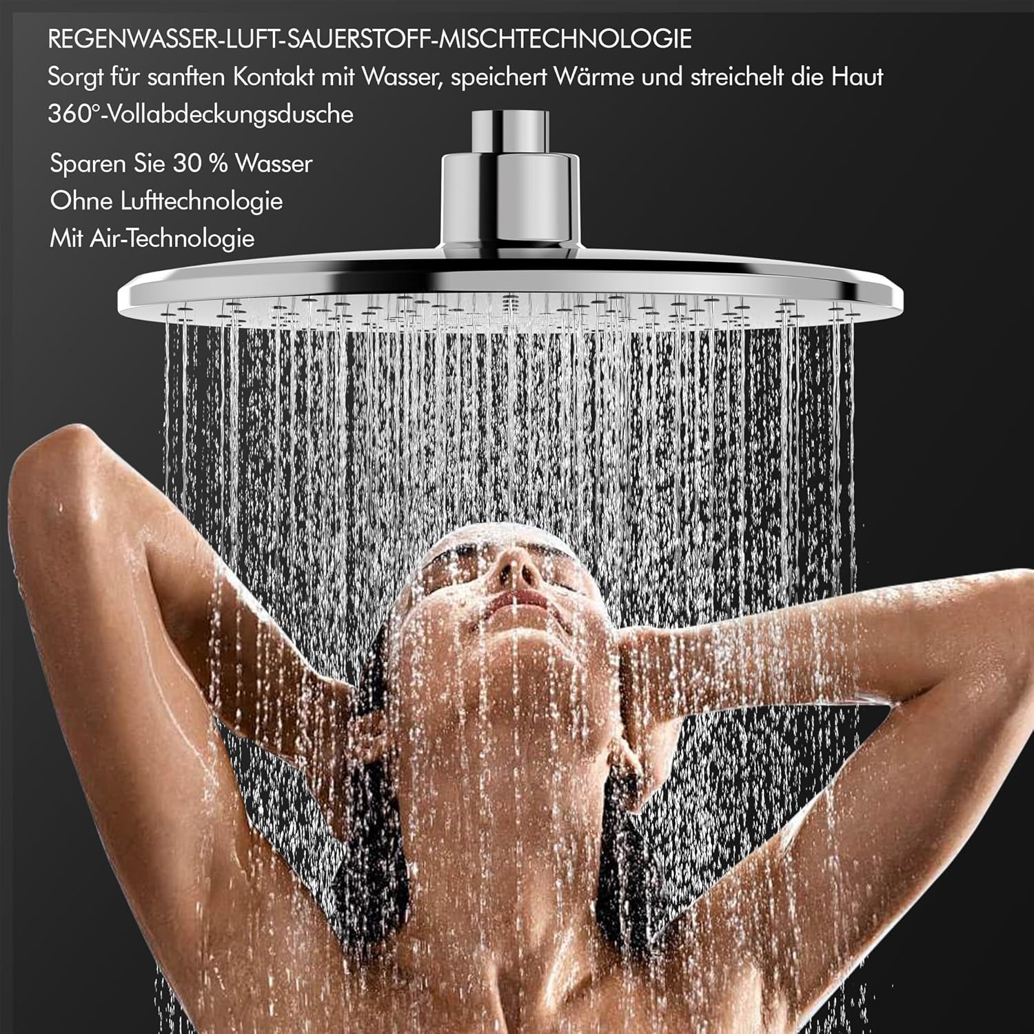HOMELODY Sistema de ducha con termostato, cromado, juego completo redondo