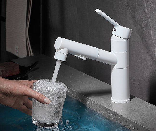 HOMELODY Grifo de Baño Lavabo Giratoria de 180 ° con 3 tipos de chorro, grifo de lavabo con ducha extensible