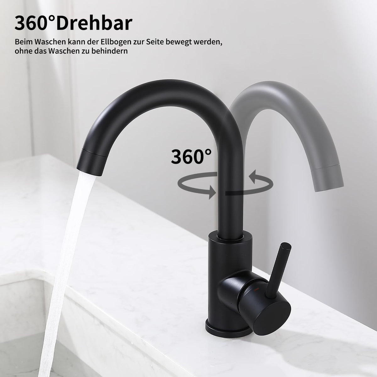 Grifo Lavabo Empotrado Negro Grifo De Lavabo Monomando Negro