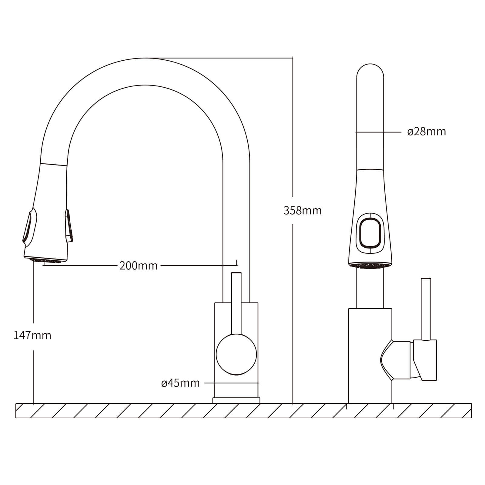 Grifo de cocina Homelody con 2 tipos de chorro, grifo de cocina giratorio 360°, mezclador de fregadero de acero inoxidable, grifo mezclador de alta presión, grifo mezclador de cocina mate cepillado