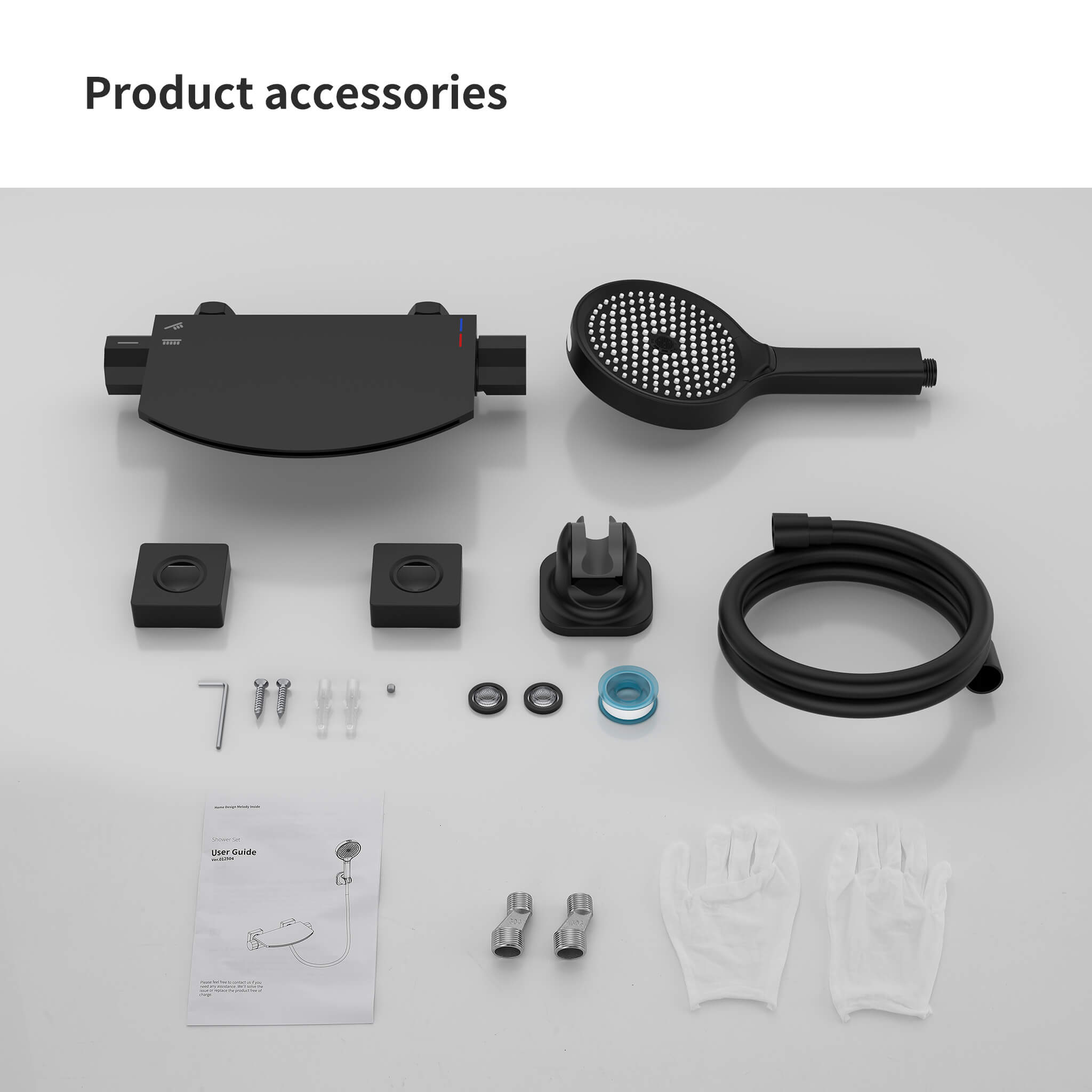 HOMELODY Grifo de Bañera Cascada Nero con Ducha de mano de 4 funciones Cascada Griferia Ducha en Pared
