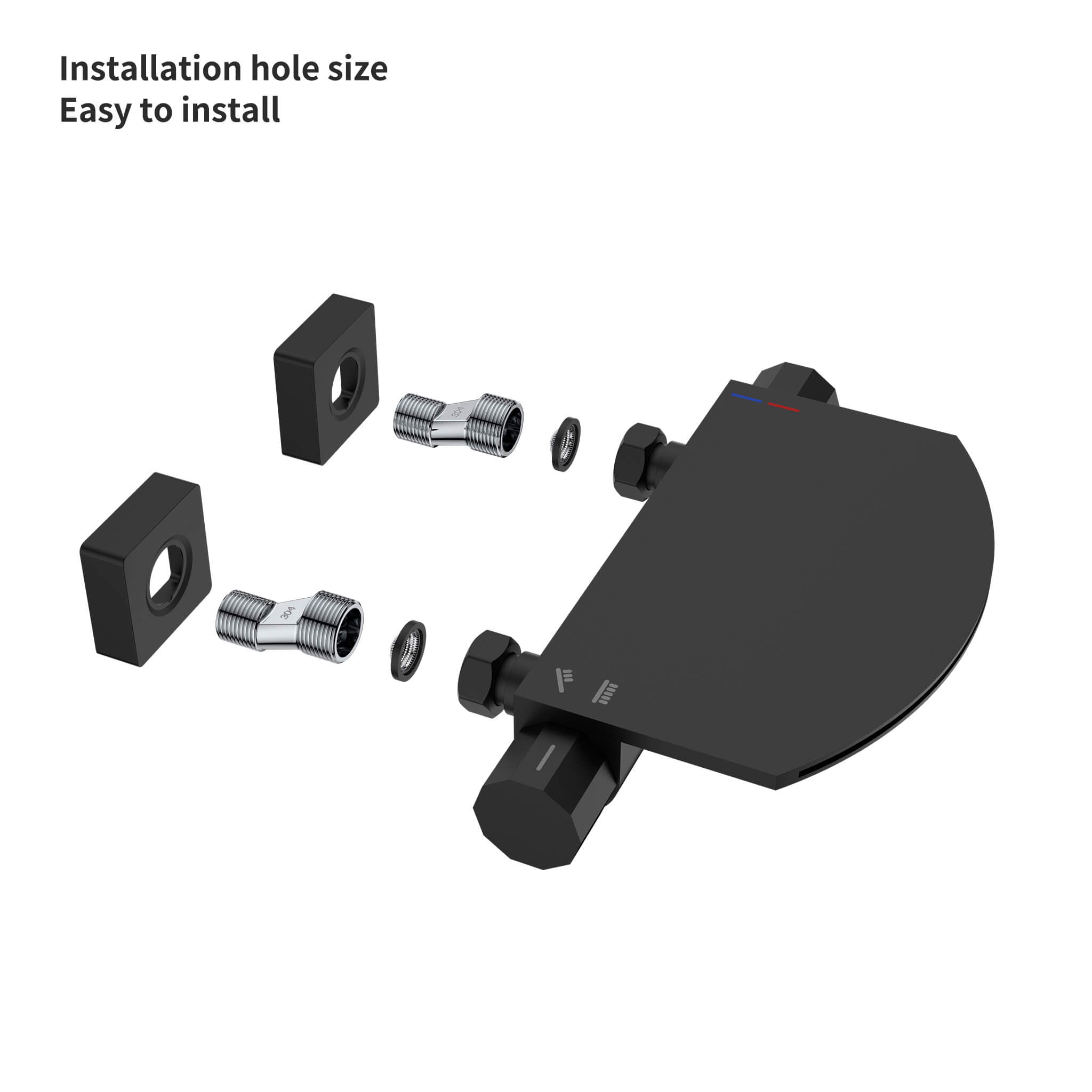 HOMELODY Grifo de Bañera Cascada Nero con Ducha de mano de 4 funciones Cascada Griferia Ducha en Pared