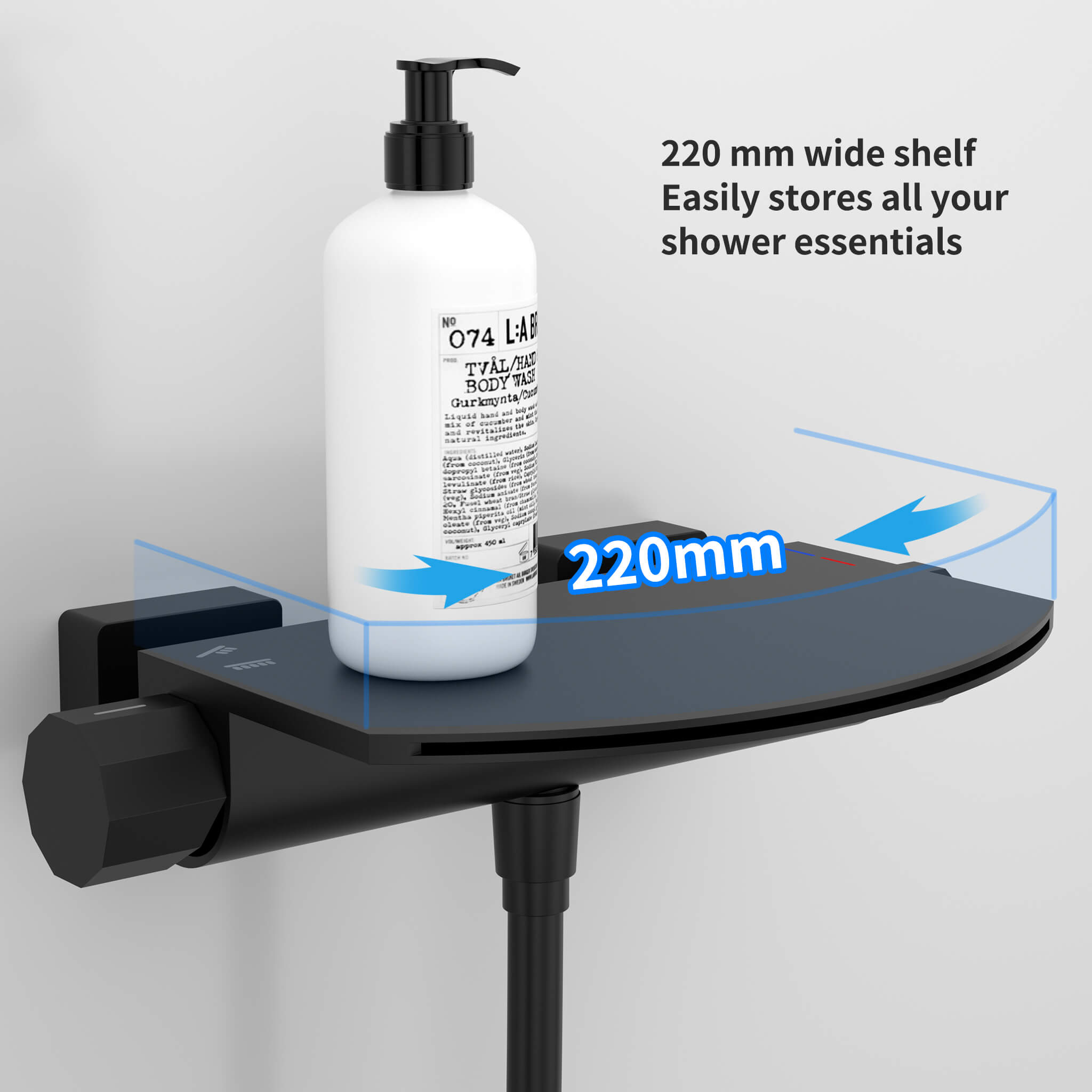 HOMELODY Grifo de Bañera Cascada Nero con Ducha de mano de 4 funciones Cascada Griferia Ducha en Pared