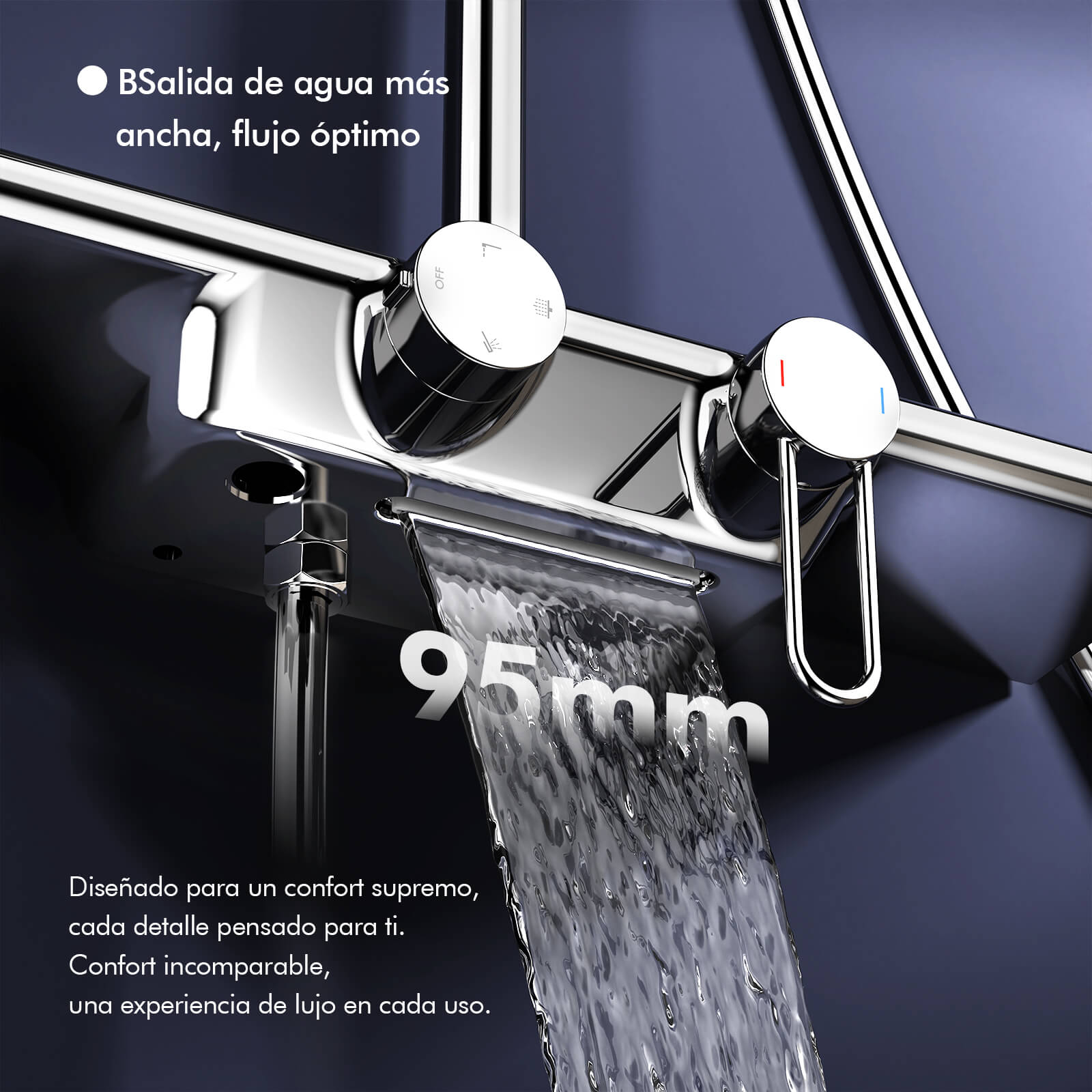 HOMELODY Sistema de ducha con grifo y estante de cristal cromado, juego completo con 5 tipos de chorro, ducha de lluvia y caño inferior, set de ducha para baño doméstico