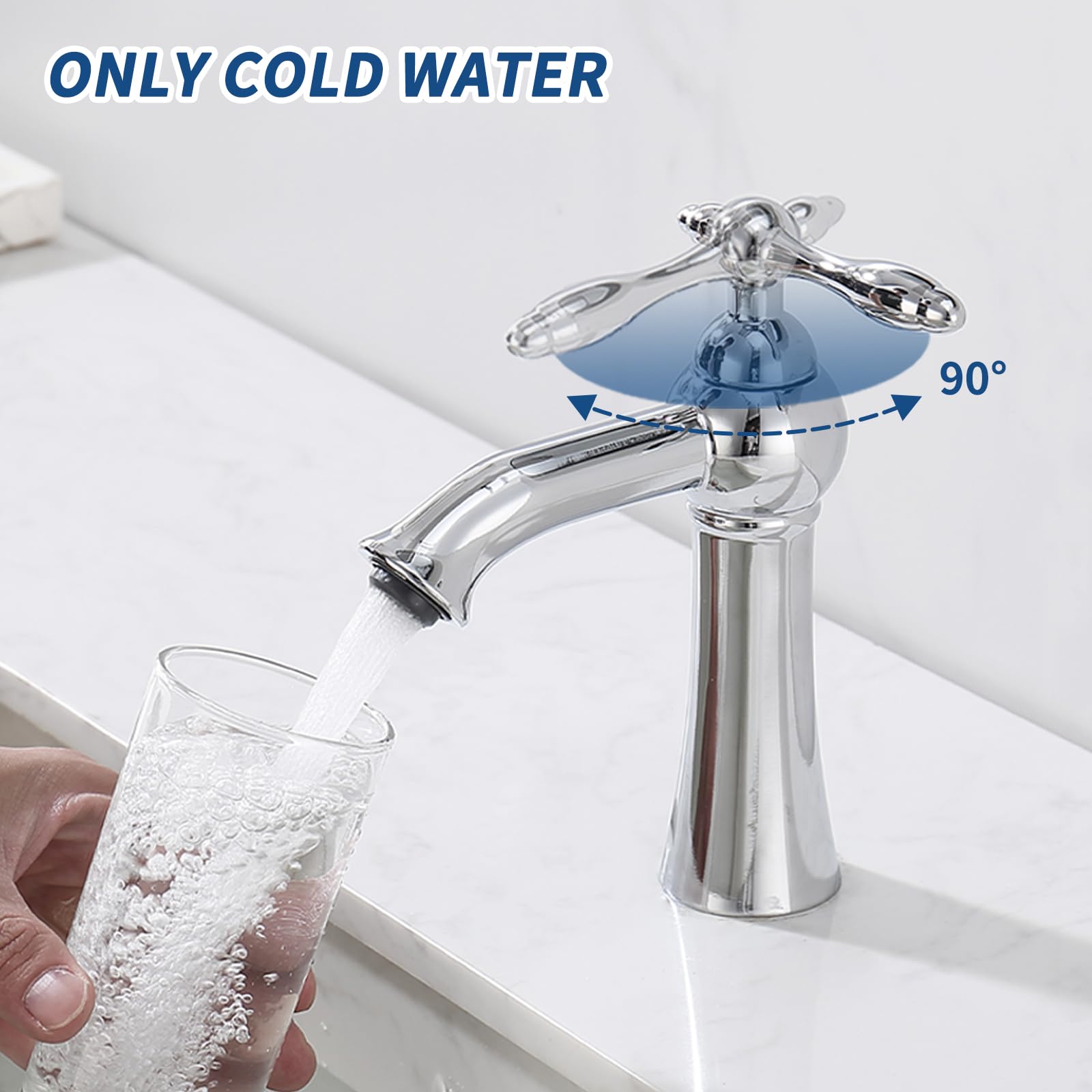 AiHom Grifo de agua fría para invitados, retro, grifo de agua fría, grifo para lavabo para baño