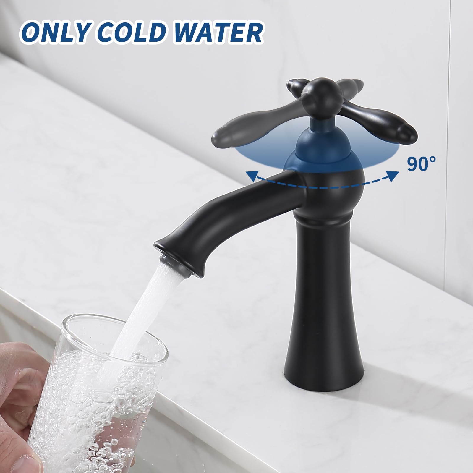AiHom Grifo de agua fría para invitados, retro, grifo de agua fría, grifo para lavabo, color negro