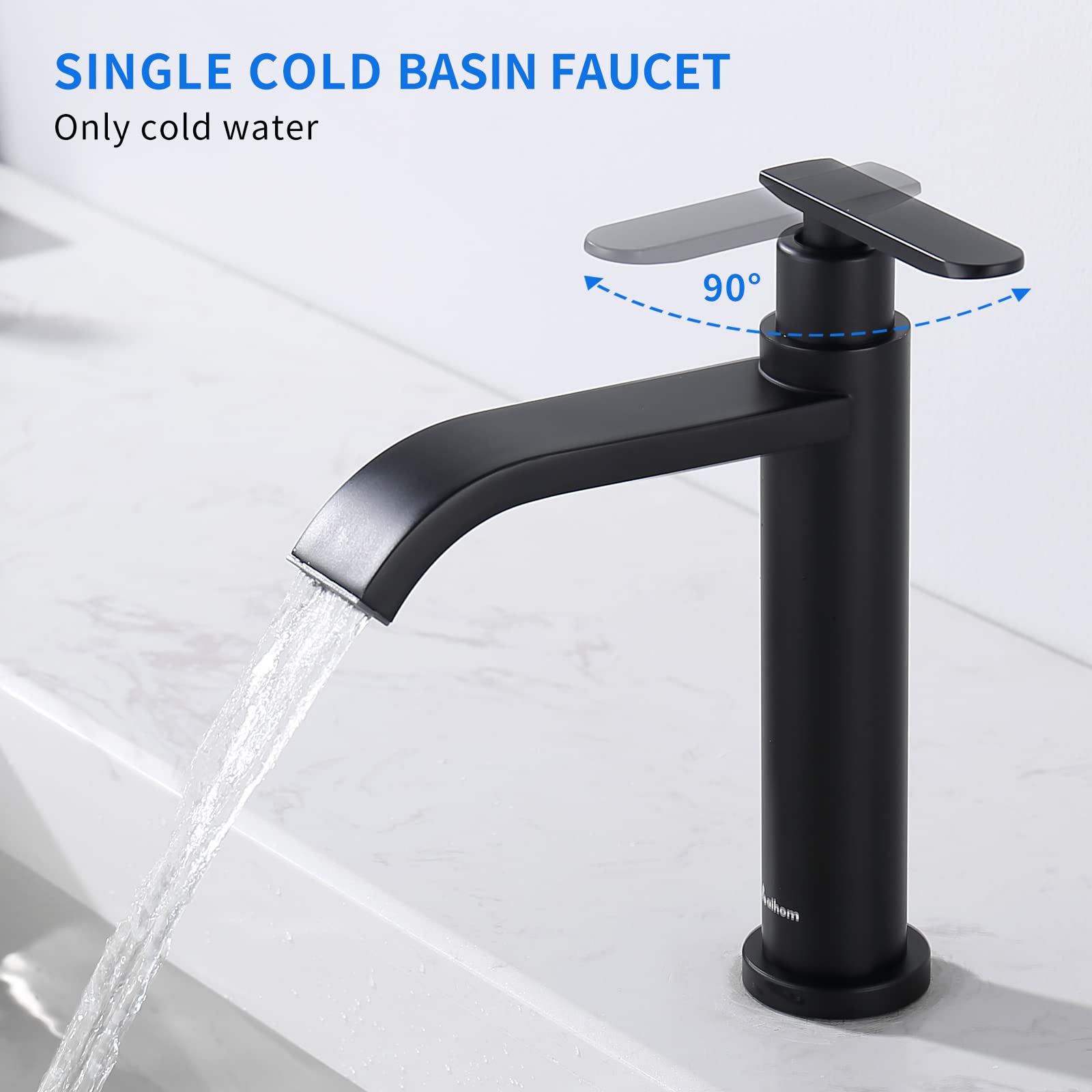 AiHom Grifo Lavabo solo agua fria Grifo baño Cascada Grifos