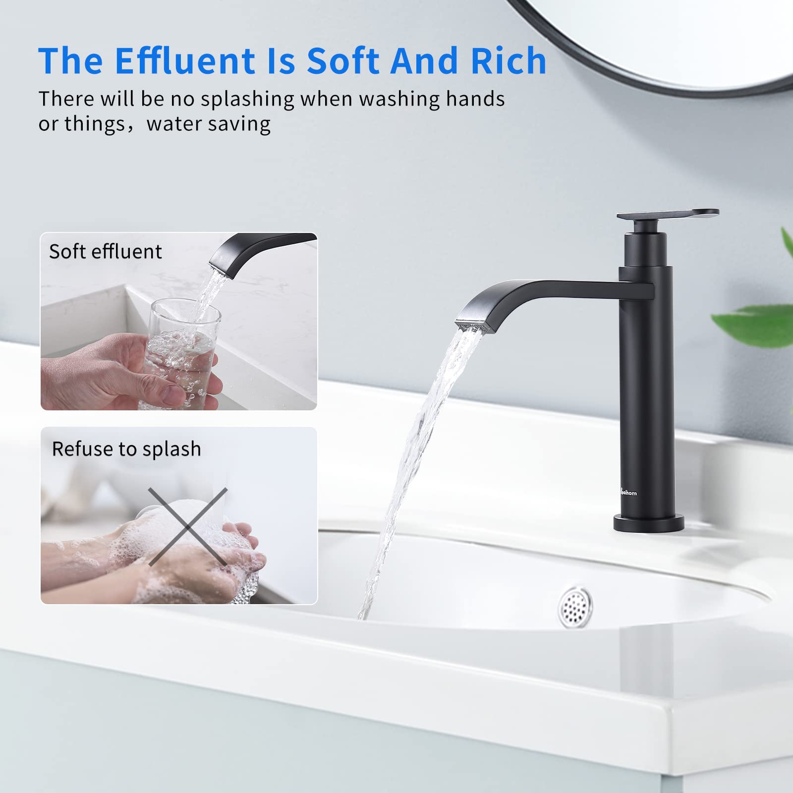 AiHom Grifo Lavabo solo agua fria Grifo baño Cascada Grifos