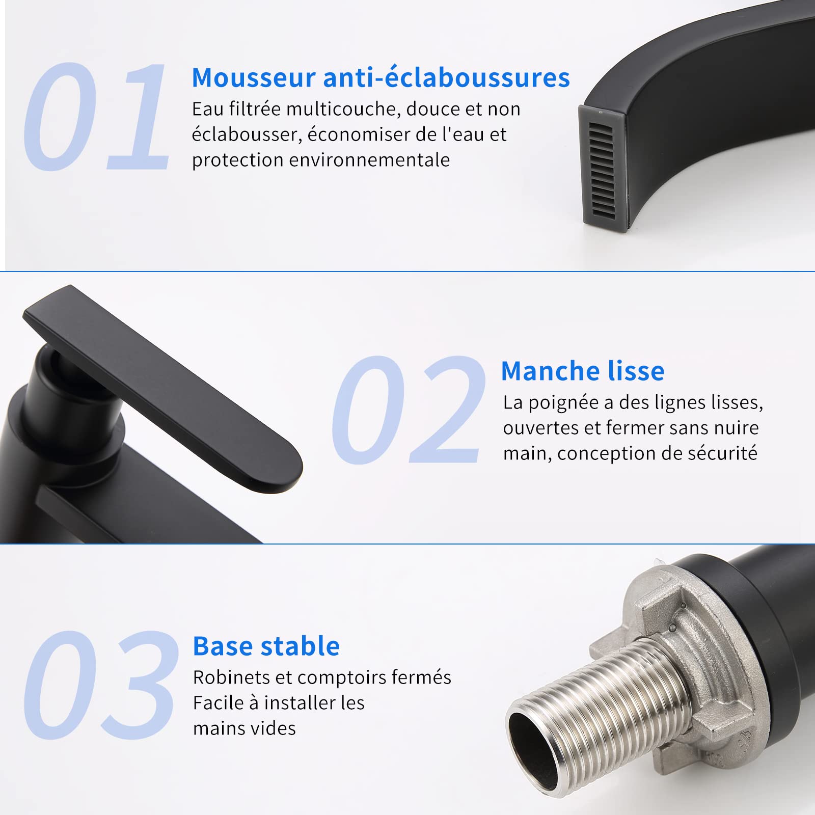 AiHom Grifo Lavabo solo agua fria Grifo baño Cascada Grifos
