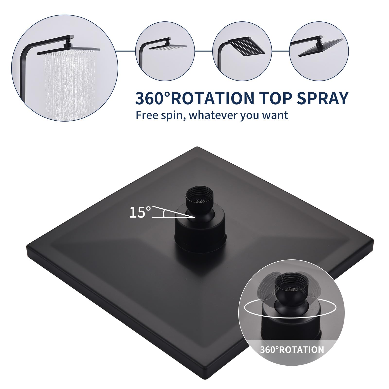 Homelody Moderno Baño Sistemas de Ducha Termostato Cabezal Superior Cuadrado de Lluvia Set de Ducha