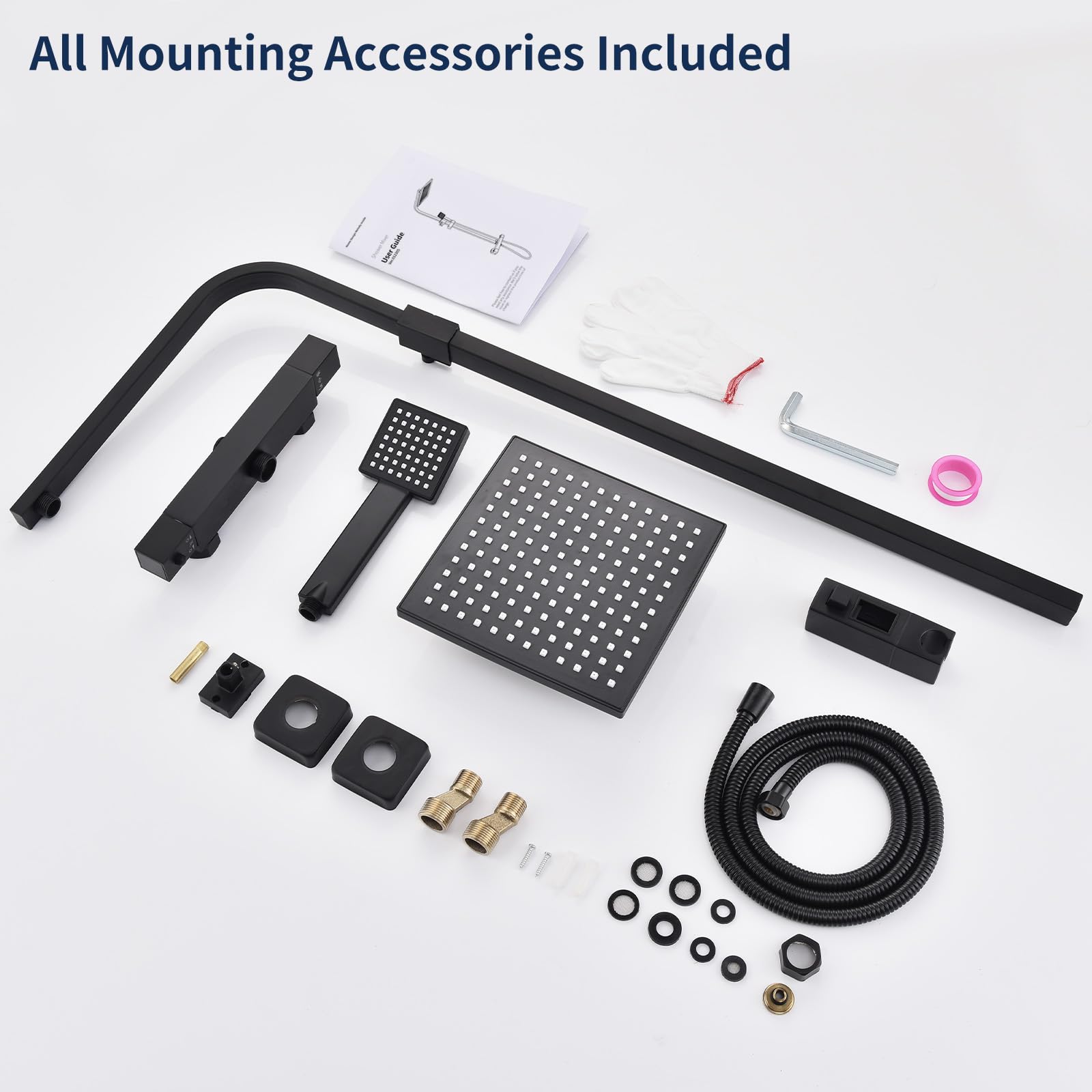 Homelody Moderno Baño Sistemas de Ducha Termostato Cabezal Superior Cuadrado de Lluvia Set de Ducha