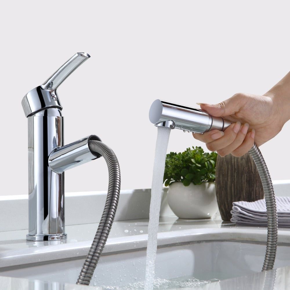 Grifo lavabo extensible de latón cromado para baño Homelody