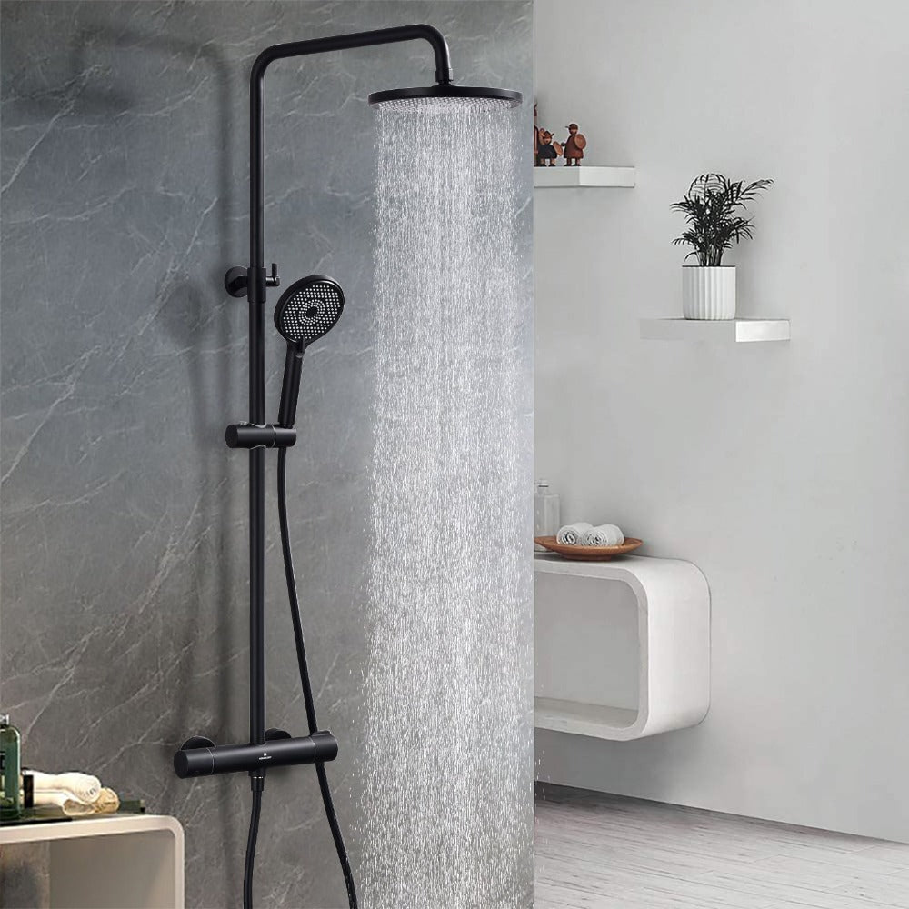 Columna de ducha negra con mezclador termostático BERENS By Eurosanit