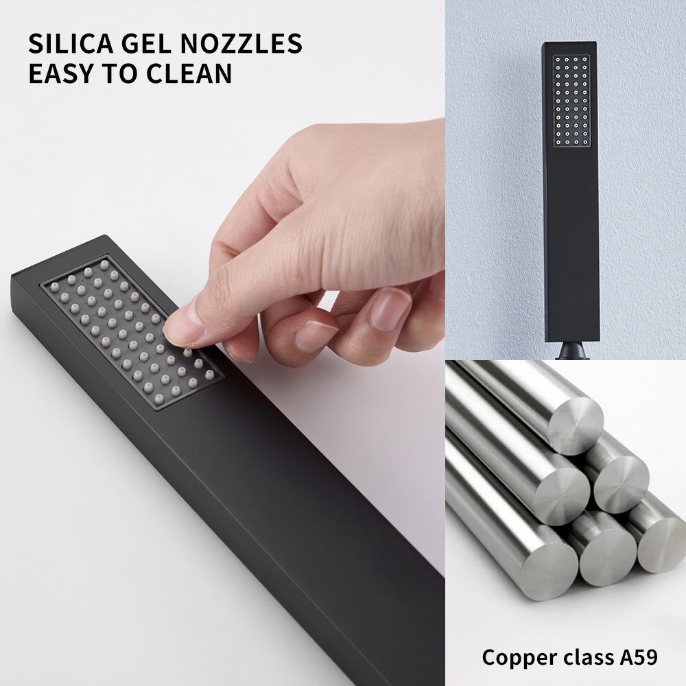 HOMELODY Grifo de Bañera Cascada Nero con Ducha Monomando Cascada Griferia Ducha en Pared