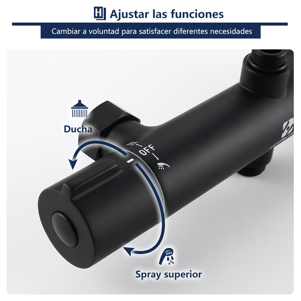 sistema de ducha con 3 tipos de chorro