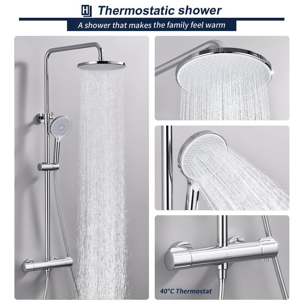 Homelody Columna de Ducha Termostatica con Ducha de Mano 3 Funciones Ducha Redondo para Baño