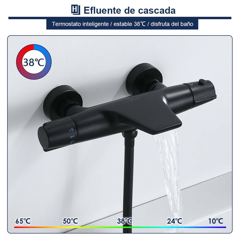 Grifo termostático bañera Cornat Noir negro mate