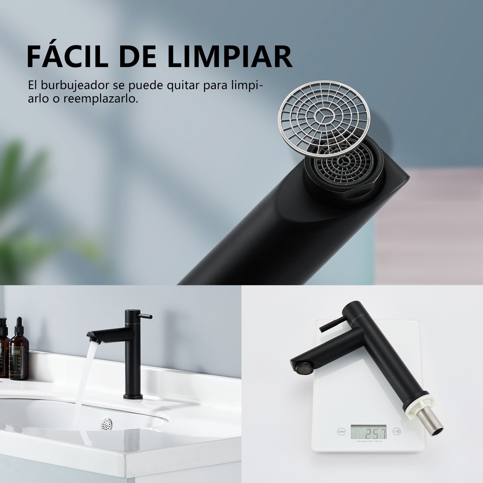 grifo de baño universal negro